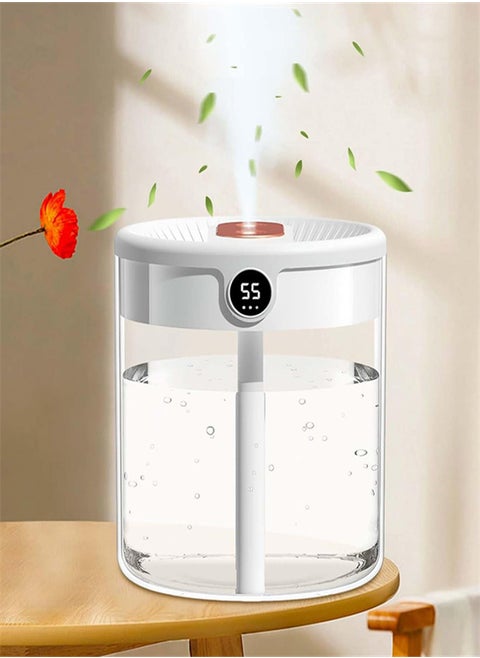 2L Air Humidifier with humidity display,Auto Shut-Off Humidifiers for Large Room, 3 adjustment modes Humidifier with Night Light Function, lasts 20hs