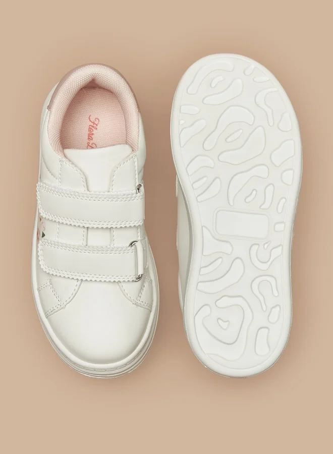 Flora Bella By Shoexpress Girl's Floral Print Casual Sneakers Shoes With Hook And Loop Closure