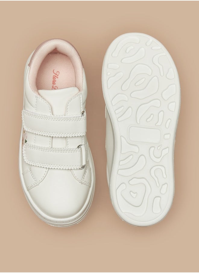 Flora Bella By Shoexpress - Girl's Floral Print Casual Sneakers Shoes With Hook And Loop Closure - Image 1