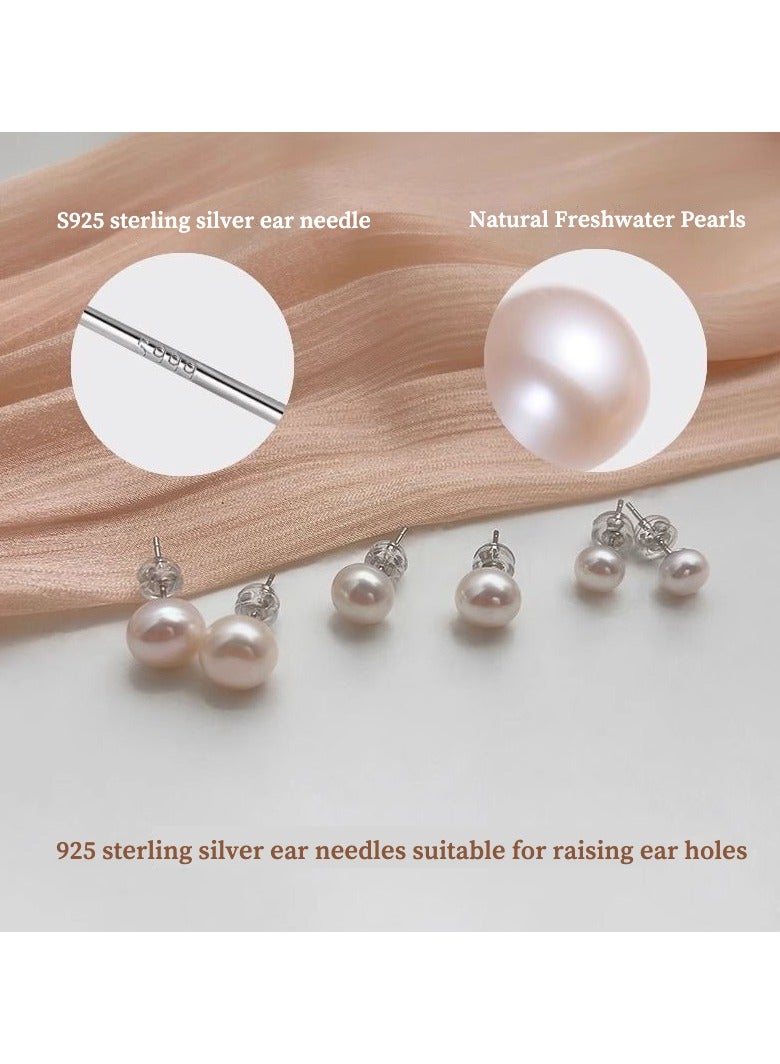 San Yi S925 Sterling Silver Earrings with Chinese Natural Freshwater Pearls - Sleep & Shower Safe, Expert Piercing Care (6MM, Authenticity Hallmark, Real Photo)（Purple）） - Image 3