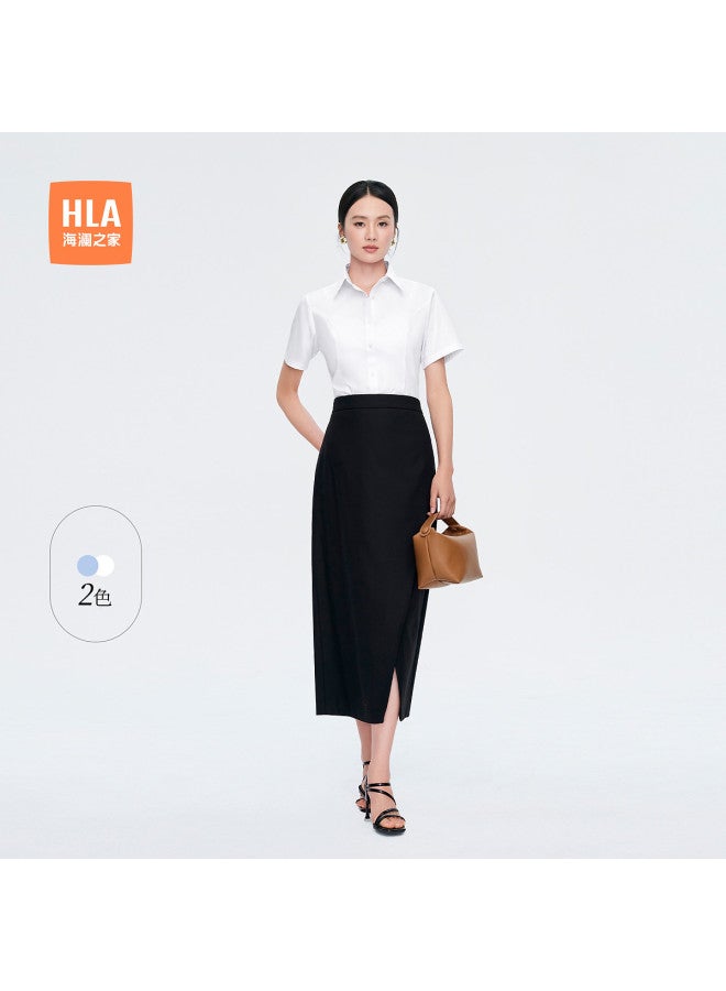 HLA Summer Turn-Down Collar Slightly Stretch Soft Women'S Short-Sleeve Dress Shirt - Image 2
