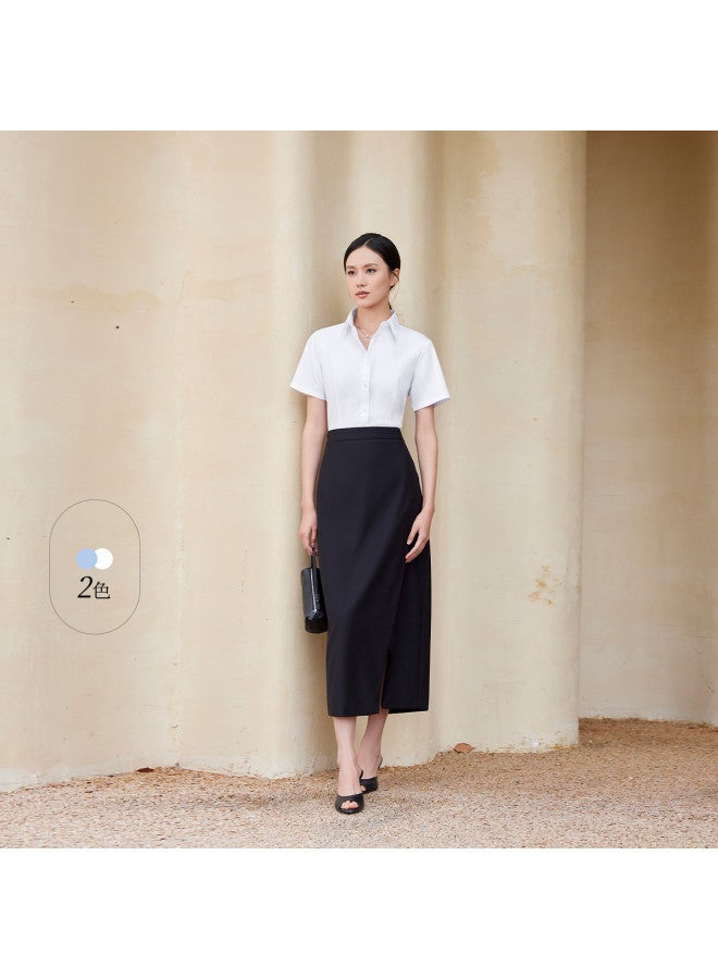 HLA Summer Turn-Down Collar Slightly Stretch Soft Women'S Short-Sleeve Dress Shirt - Image 3