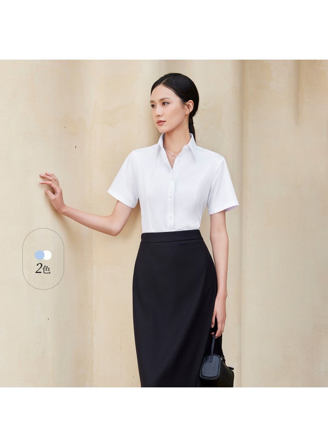 HLA Summer Turn-Down Collar Slightly Stretch Soft Women'S Short-Sleeve Dress Shirt - Image 4
