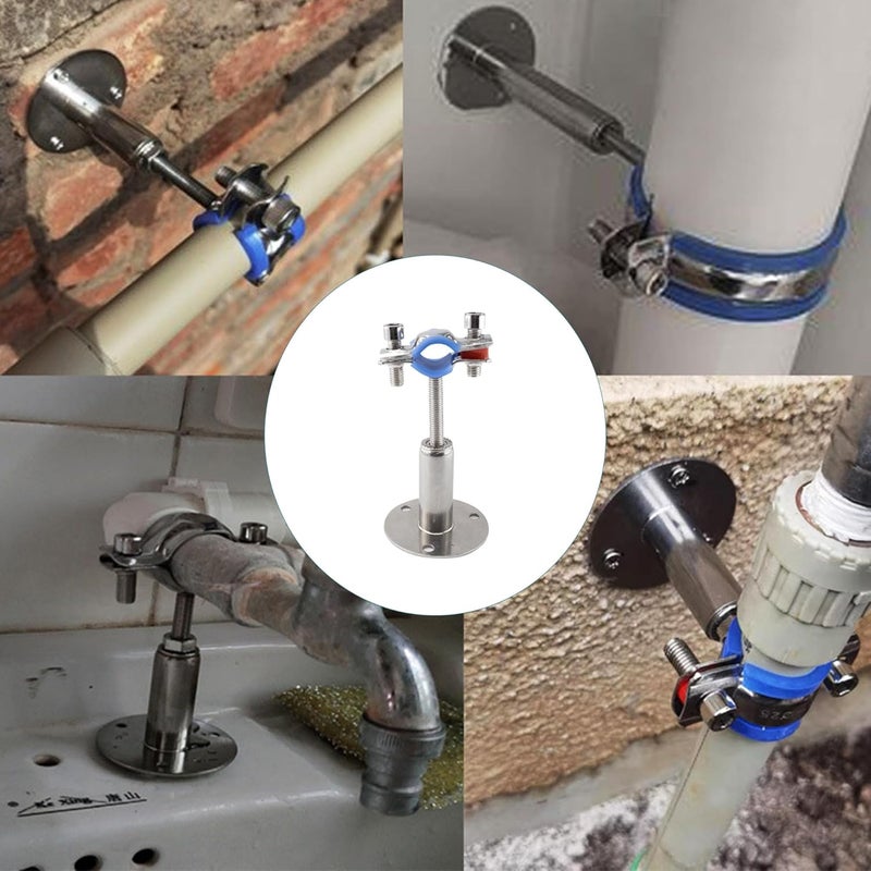 bociloy 304 Stainless Steel Wall Mount Ceiling Mount Pipe Supports, Adjustable Pipe clamp Fixed Support Pipe Strap Bracket for 15-19mm Diameter Tubes, Adjustable Height 50-100mm, 2PCS - Image 5