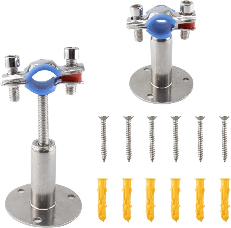bociloy 304 Stainless Steel Wall Mount Ceiling Mount Pipe Supports, Adjustable Pipe clamp Fixed Support Pipe Strap Bracket for 15-19mm Diameter Tubes, Adjustable Height 50-100mm, 2PCS - Image 1