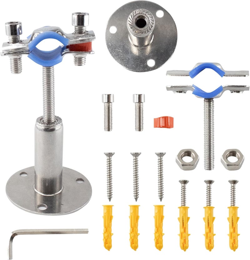 bociloy 304 Stainless Steel Wall Mount Ceiling Mount Pipe Supports, Adjustable Pipe clamp Fixed Support Pipe Strap Bracket for 15-19mm Diameter Tubes, Adjustable Height 50-100mm, 2PCS - Image 3