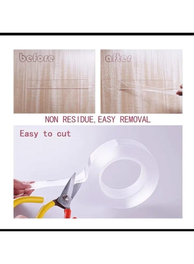 إل ديس شريط لاصق نانو مزدوج الوجهين عالي التحمل (سماكة 2 مم × عرض 30 مم × طول 2 م) – شفاف، مقاوم للماء، قابل للغسل وإعادة الاستخدام، شريط تثبيت قوي للجدران والزجاج والبلاط وتنظيم المنزل (لفة واحدة) - Image 3