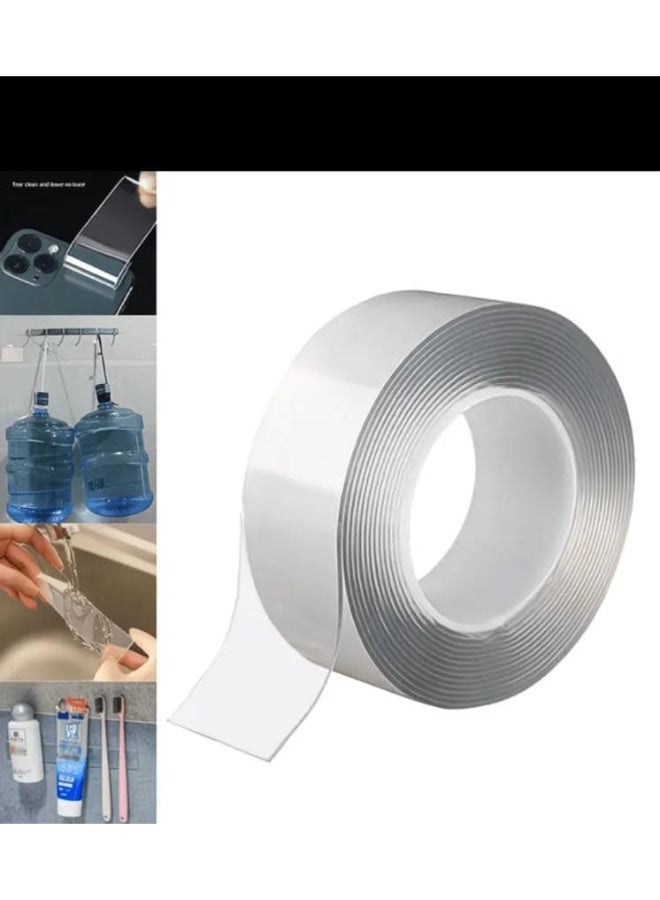 إل ديس شريط لاصق نانو مزدوج الوجهين عالي التحمل (سماكة 2 مم × عرض 30 مم × طول 2 م) – شفاف، مقاوم للماء، قابل للغسل وإعادة الاستخدام، شريط تثبيت قوي للجدران والزجاج والبلاط وتنظيم المنزل (لفة واحدة) - Image 4