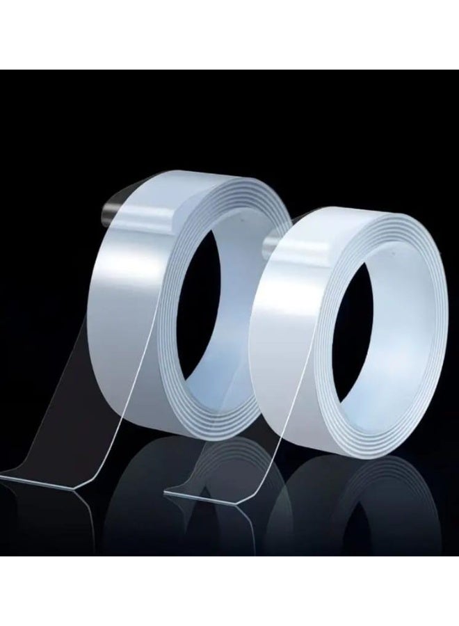 LDQ Heavy-Duty Nano Double-Sided Mounting Tape (2mm Thickness × 30mm Width × 2m Length) – Transparent, Waterproof, Washable & Reusable Adhesive Grip Tape for Walls, Glass, Tiles & Home Organization (1 Roll) title ya kasa hai - Image 2