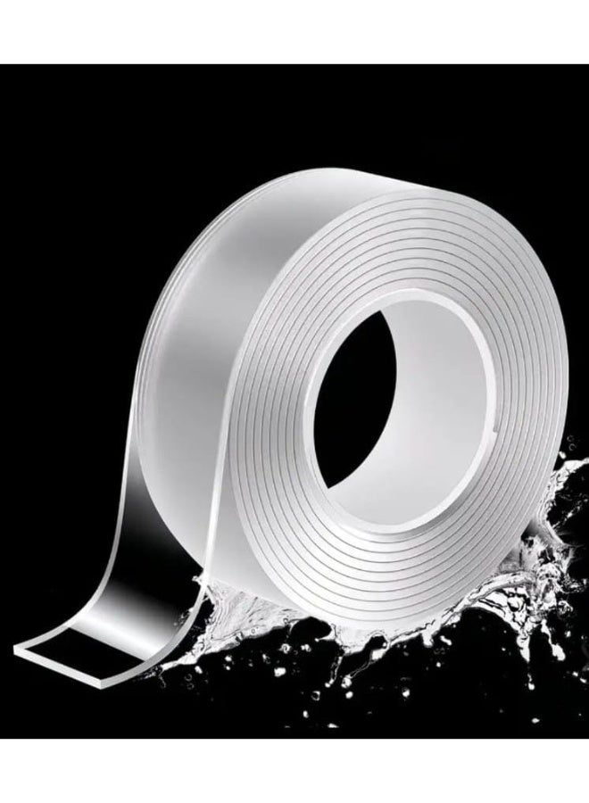 LDQ Heavy-Duty Nano Double-Sided Mounting Tape (2mm Thickness × 30mm Width × 2m Length) – Transparent, Waterproof, Washable & Reusable Adhesive Grip Tape for Walls, Glass, Tiles & Home Organization (1 Roll) title ya kasa hai - Image 3