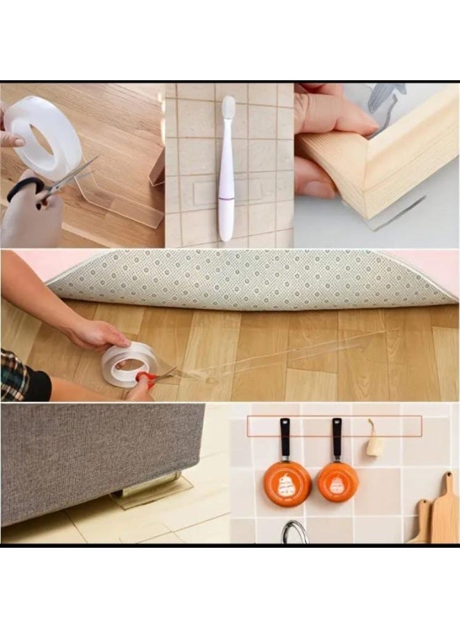 LDQ Heavy-Duty Nano Double-Sided Mounting Tape (2mm Thickness × 30mm Width × 2m Length) – Transparent, Waterproof, Washable & Reusable Adhesive Grip Tape for Walls, Glass, Tiles & Home Organization (1 Roll) title ya kasa hai - Image 5