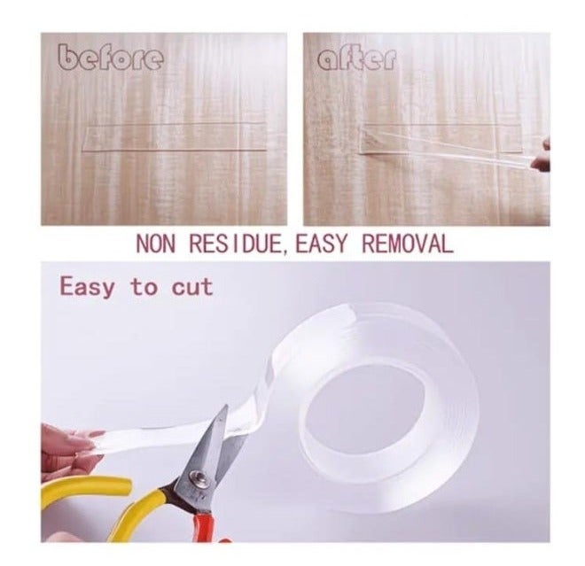 LDQ Heavy-Duty Nano Double-Sided Mounting Tape (2mm Thickness × 30mm Width × 2m Length) – Transparent, Waterproof, Washable & Reusable Adhesive Grip Tape for Walls, Glass, Tiles & Home Organization (1 Roll) - Image 4