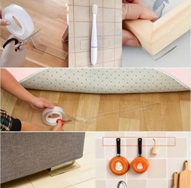 LDQ Heavy-Duty Nano Double-Sided Mounting Tape (2mm Thickness × 30mm Width × 2m Length) – Transparent, Waterproof, Washable & Reusable Adhesive Grip Tape for Walls, Glass, Tiles & Home Organization (1 Roll) - Image 5