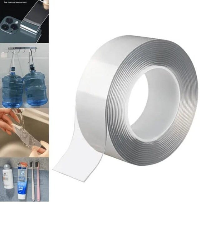 LDQ Heavy-Duty Nano Double-Sided Mounting Tape (2mm Thickness × 30mm Width × 2m Length) – Transparent, Waterproof, Washable & Reusable Adhesive Grip Tape for Walls, Glass, Tiles & Home Organization (1 Roll) - Image 1