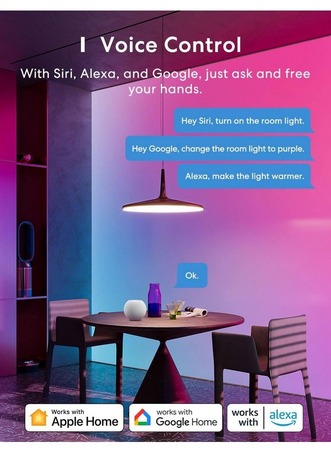 meross - meross Smart Light Bulb, Smart WiFi LED Bulbs Compatible with Apple HomeKit, Siri, Alexa, SmartThings, Dimmable E26 Multicolor 2700K-6500K RGBWW, 900 Lumens 60W Equivalent 2 Pack - Image 1