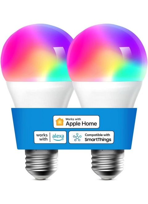 meross Smart Light Bulb, Smart WiFi LED Bulbs Compatible with Apple HomeKit, Siri, Alexa, SmartThings, Dimmable E26 Multicolor 2700K-6500K RGBWW, 900 Lumens 60W Equivalent 2 Pack