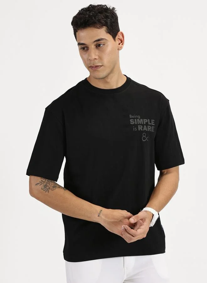 Simple And Rare Simple And Rare Plain Round Neck T-Shirt with Short Sleeves