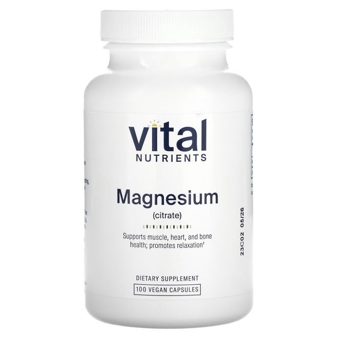 Vital Nutrients Magnesium (Citrate) 100 Vegan Capsule (150 mg per Capsule) - Image 1