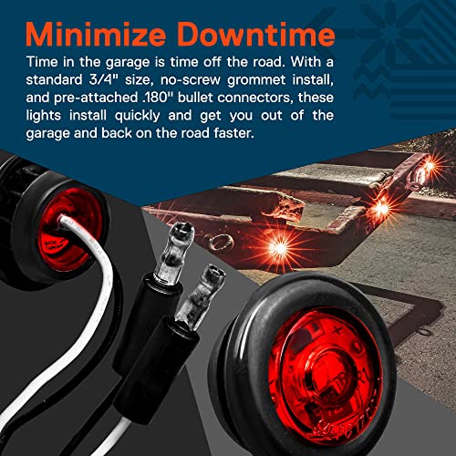 ONLINE LED STORE TRUE MODS 10pc 3/4" Inch Round Red Trailer 12V LED Marker Light [DOT FMVSS 108] [SAE P2PC] [Semi-Spherical Output] [IP67 Waterproof] [Bullet Style] Small Round Clearance Marker Light for Trailer Truck - Image 2