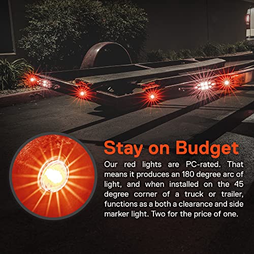 ONLINE LED STORE TRUE MODS 10pc 3/4" Inch Round Red Trailer 12V LED Marker Light [DOT FMVSS 108] [SAE P2PC] [Semi-Spherical Output] [IP67 Waterproof] [Bullet Style] Small Round Clearance Marker Light for Trailer Truck - Image 4
