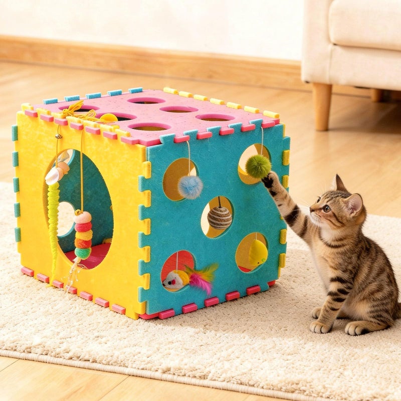 MOYMO 41 Pcs Interactive Cat Toys for Indoor Cats, Kitten Toys with Soft Pillow, Catnip Toys, Chew Rope, Feather Wand, Springs and Balls for Indoor Kittens - Image 4