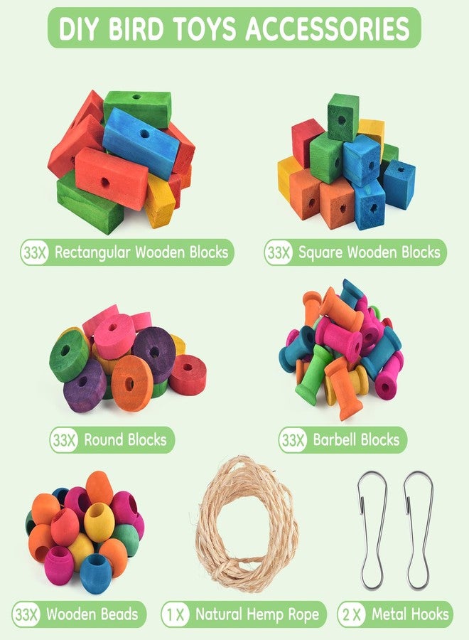 DBNESS Bird Toys for Parrot, 165 Pcs Colorful Multi-Shaped DIY Wooden Blocks Craft, Birds Cage Chewing Playing Training Toy for Cockatoos, Macaws, African Grey and Small Medium Parrots - Image 2