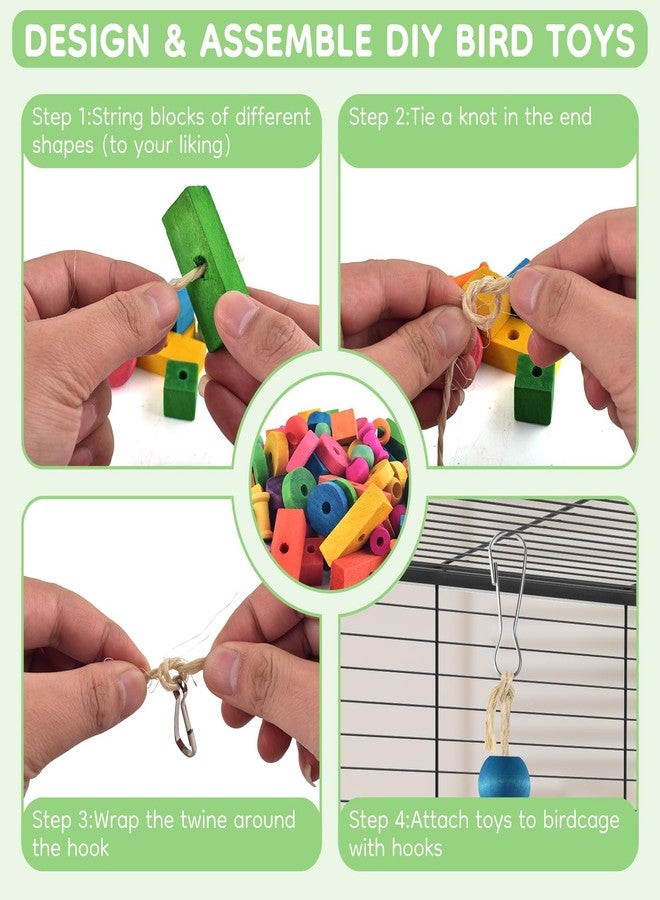 DBNESS Bird Toys for Parrot, 165 Pcs Colorful Multi-Shaped DIY Wooden Blocks Craft, Birds Cage Chewing Playing Training Toy for Cockatoos, Macaws, African Grey and Small Medium Parrots - Image 4