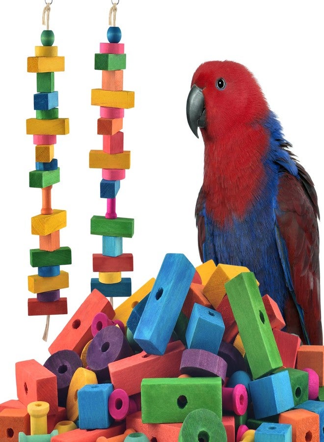 DBNESS Bird Toys for Parrot, 165 Pcs Colorful Multi-Shaped DIY Wooden Blocks Craft, Birds Cage Chewing Playing Training Toy for Cockatoos, Macaws, African Grey and Small Medium Parrots - Image 1