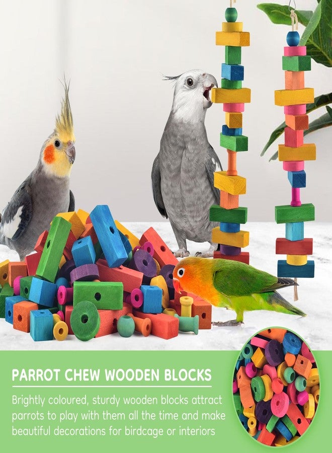 DBNESS Bird Toys for Parrot, 165 Pcs Colorful Multi-Shaped DIY Wooden Blocks Craft, Birds Cage Chewing Playing Training Toy for Cockatoos, Macaws, African Grey and Small Medium Parrots - Image 5
