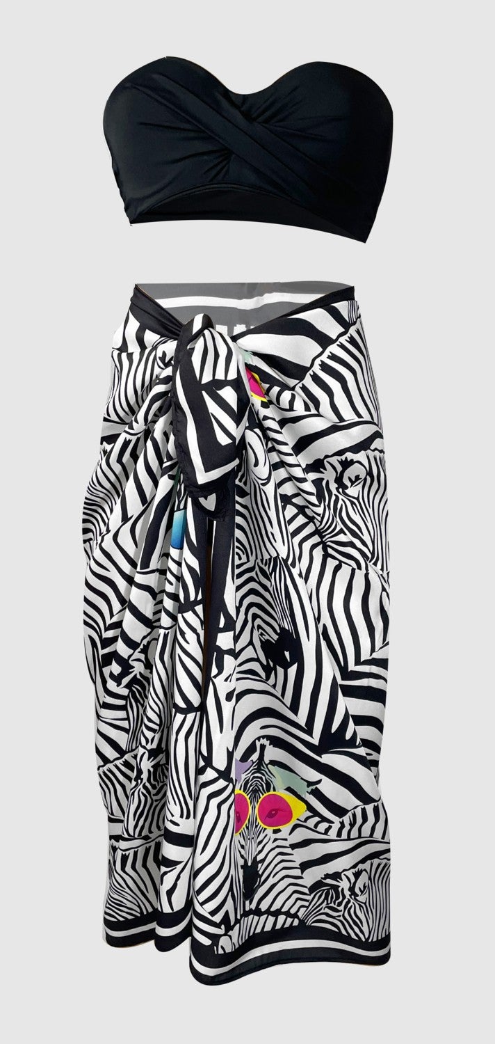 Bolder Lana - Zebra Pattern Pareo with Glasses See-through Shiny FABRIC - 95CM*145CM  - Image 1