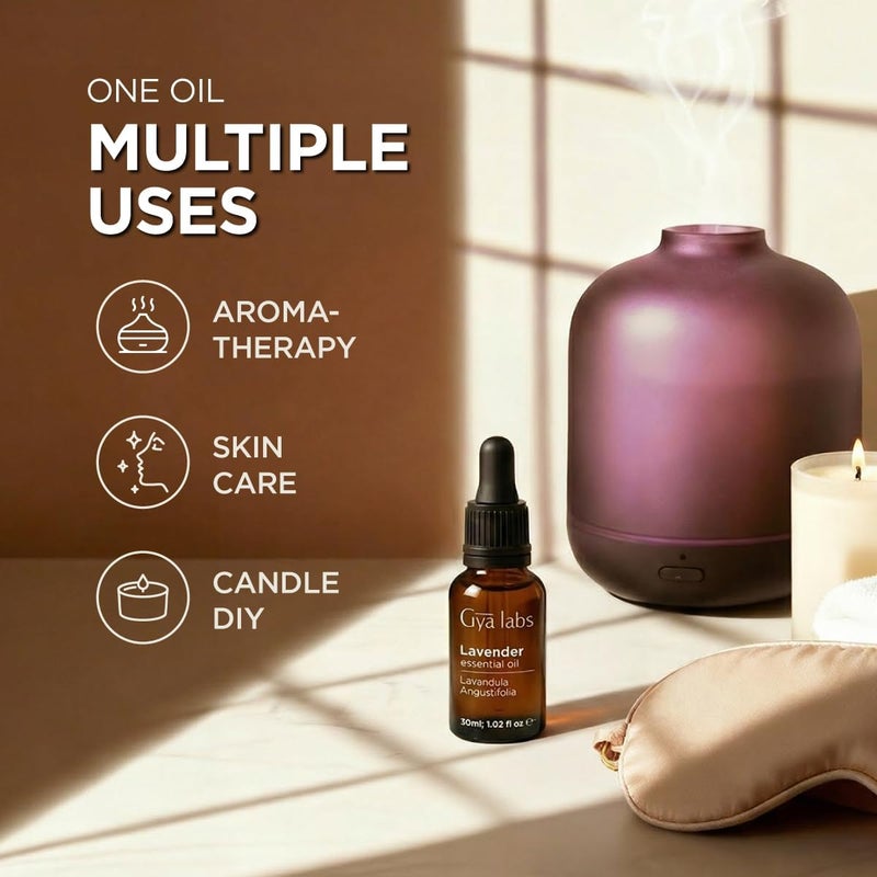 Pure Lavender Oil Essential Oil for Diffuser & Skin - 100% Therapeutic Grade Calming Lavender Essential Oil for Aromatherapy & Relaxation - Lavender Oil for Hair Growth & Body Care (1 fl oz) - Image 5