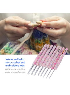 Hztyyier 8Pcs Crochet Hook Set, Ergonomic Soft Grip Crochet Handles Yarn Knitting Needles For Arthritic Hand (Smash Flower)  - Image 2