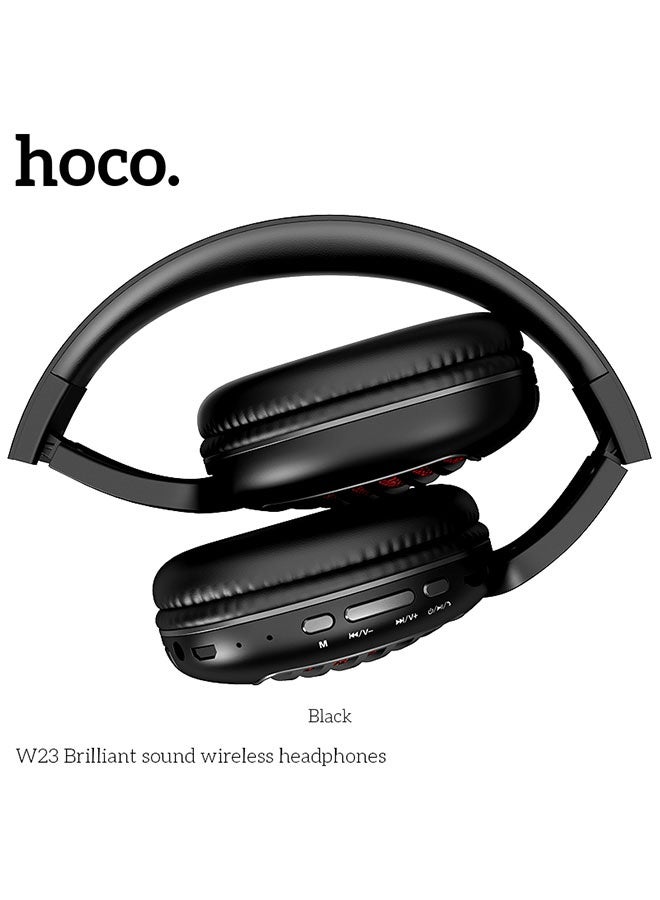 هوكو. سماعات رأس لاسلكية قابلة للطي بمظهر رائع W23 (أسود) - Image 2