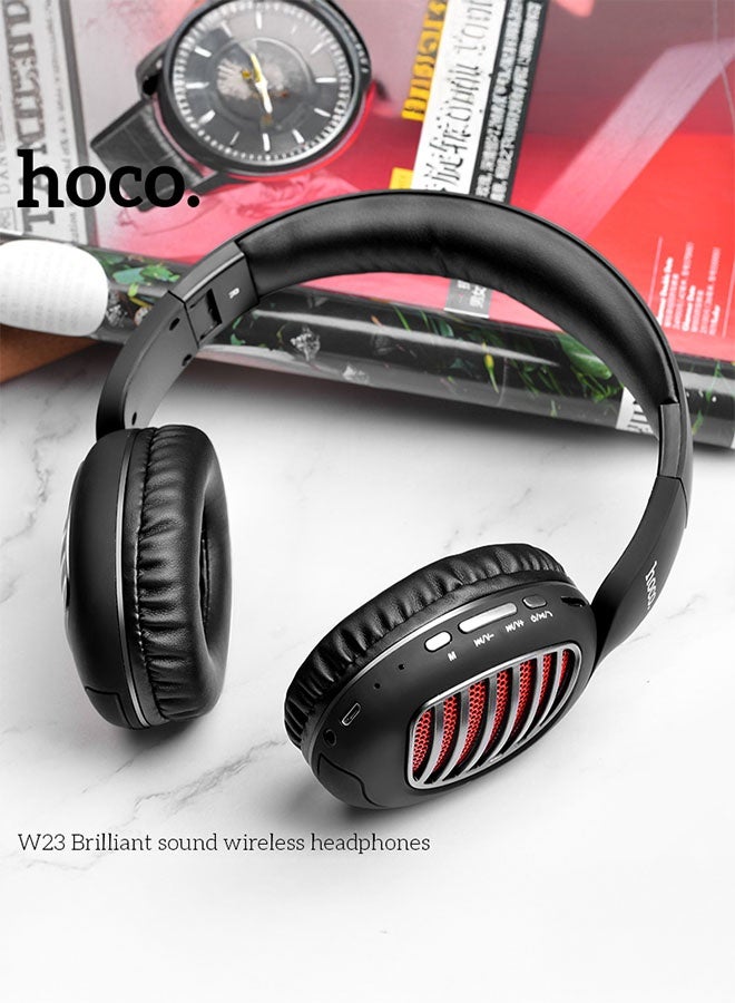 هوكو. سماعات رأس لاسلكية قابلة للطي بمظهر رائع W23 (أسود) - Image 4