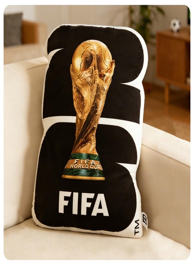 ميسوكا وسادة كأس العالم لكرة القدم 2026 من ميسوكا - منتج رسمي لكأس العالم لكرة القدم - وسادة مخملية بتصميم كرة القدم لغرفة النوم والأريكة وديكور المنزل - هدية تذكارية لعشاق كرة القدم (أسود - كأس) - Image 1