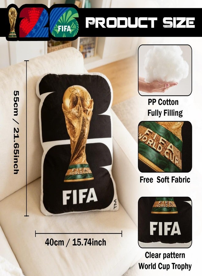 ميسوكا وسادة كأس العالم لكرة القدم 2026 من ميسوكا - منتج رسمي لكأس العالم لكرة القدم - وسادة مخملية بتصميم كرة القدم لغرفة النوم والأريكة وديكور المنزل - هدية تذكارية لعشاق كرة القدم (أسود - كأس) - Image 2