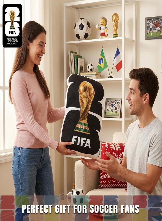 ميسوكا وسادة كأس العالم لكرة القدم 2026 من ميسوكا - منتج رسمي لكأس العالم لكرة القدم - وسادة مخملية بتصميم كرة القدم لغرفة النوم والأريكة وديكور المنزل - هدية تذكارية لعشاق كرة القدم (أسود - كأس) - Image 5