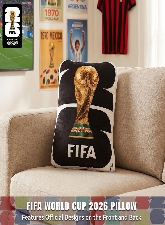 ميسوكا وسادة كأس العالم لكرة القدم 2026 من ميسوكا - منتج رسمي لكأس العالم لكرة القدم - وسادة مخملية بتصميم كرة القدم لغرفة النوم والأريكة وديكور المنزل - هدية تذكارية لعشاق كرة القدم (أسود - كأس) - Image 3