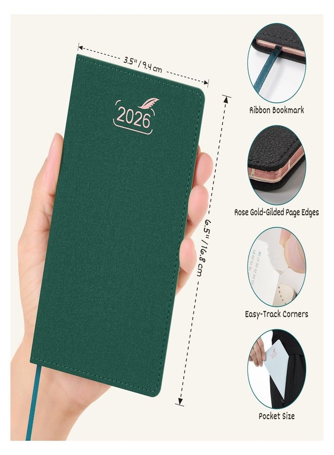 BEZEND Pocket Monthly Planner 2026 for Purse (3.5" x 6.5") 14-Months Super Thin Calendar Book (Dec 25 - Jan 27), Slim Palm Size with Gilded Paper Edge & PU Leather Softcover in Evergreen - Image 2