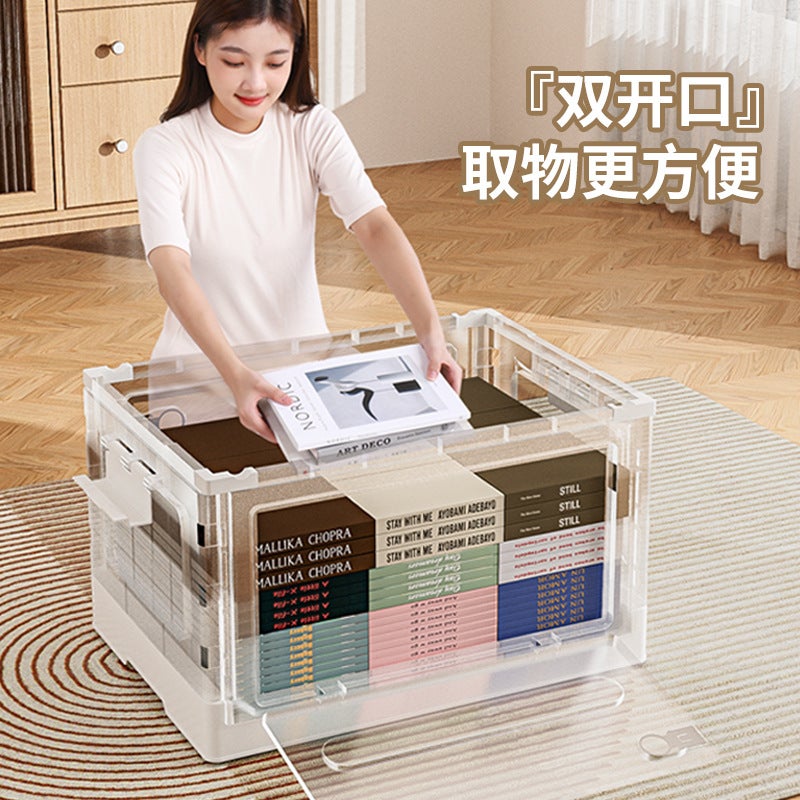 Folding Storage Box Clothes Quilt Cover Toys Books Transparent Storage Box School Dormitory Wheeled Storage Box - Image 4