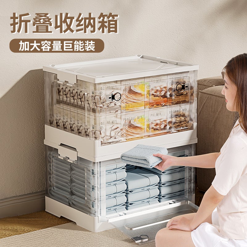 Folding Storage Box Clothes Quilt Cover Toys Books Transparent Storage Box School Dormitory Wheeled Storage Box - Image 2