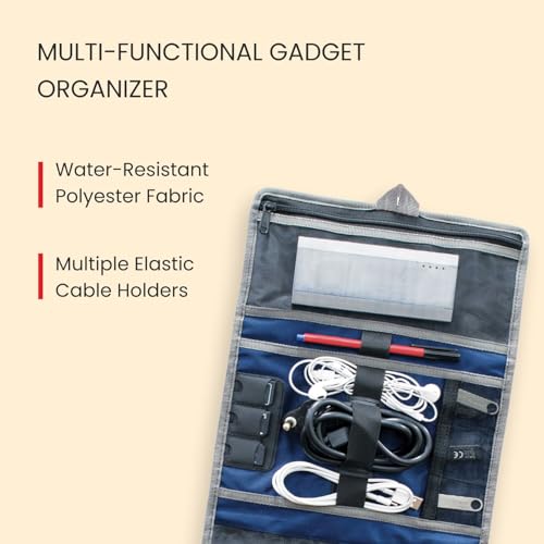 Swiss Military WRAPPER TW6 Multi-Functional Elastic Holders Organizer Pouch for Cables, Power Bank, Travel Charger, USB, Earphones, Memory Cards, Water-Resistant & Organizer Bag for Men & Women-Blue - Image 3