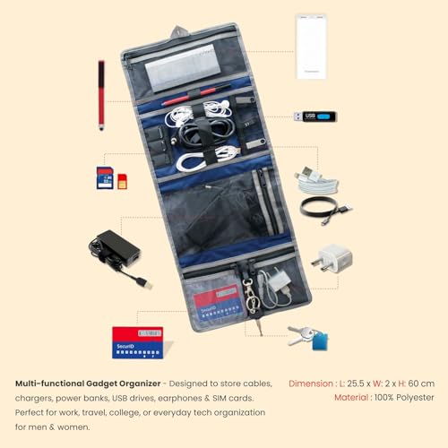 Swiss Military WRAPPER TW6 Multi-Functional Elastic Holders Organizer Pouch for Cables, Power Bank, Travel Charger, USB, Earphones, Memory Cards, Water-Resistant & Organizer Bag for Men & Women-Blue - Image 5