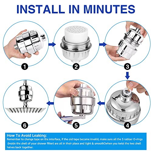 AMORIX 15 Stage Shower Filter Replacement Cartridge Reducing Chlorine Shower Water Head Filter for Hard Water Heavy Metal Impurity, Improve Skin Hair, Fit Any Similar Design Shower Water Filter - Image 4