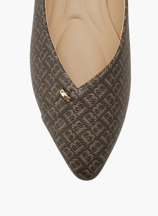 Flora Bella By Shoexpress Monogram Print Slip-On Ballerina Shoes - Image 4