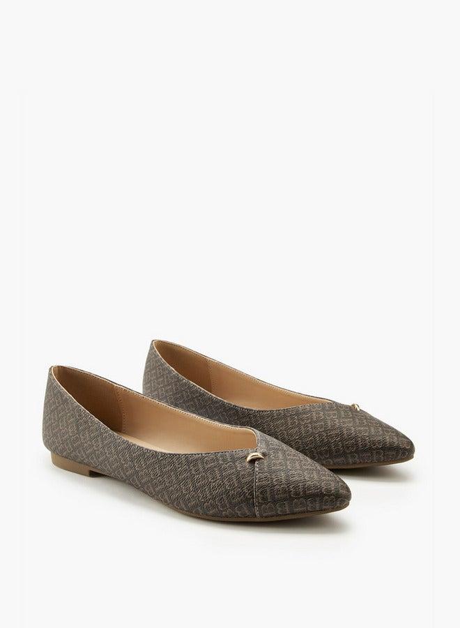 Flora Bella By Shoexpress Monogram Print Slip-On Ballerina Shoes - Image 2