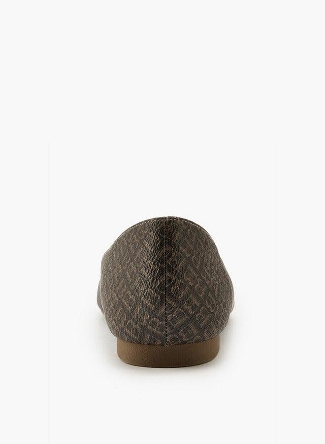 Flora Bella By Shoexpress Monogram Print Slip-On Ballerina Shoes - Image 5