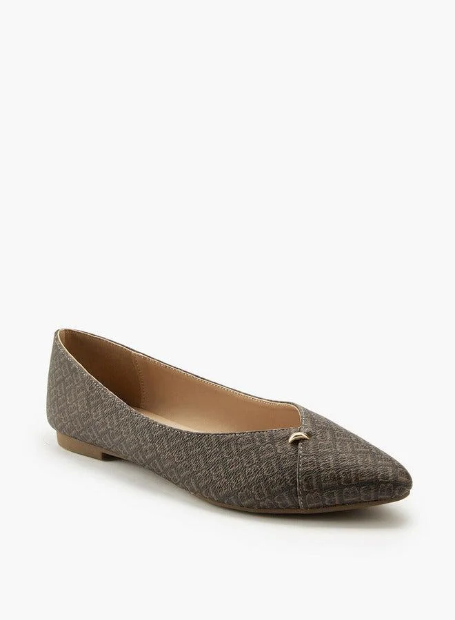 Flora Bella By Shoexpress Monogram Print Slip-On Ballerina Shoes