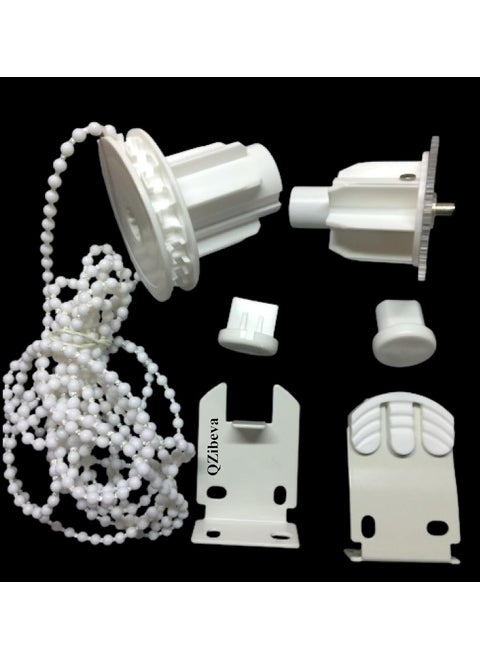 QZIBEVA 1 Set Roller Blinds Holder and Mechanism Hardware Pack 2 Pcs Bracket1 Pcs Male 1 Pcs Female Control Unit Bead Chain 2 Pcs End Cap of Bottom Rods Item Code_ROB4