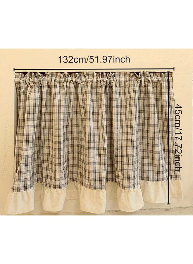 Blackout Curtain 39.37 x 17.72 Inch Blue White Plaid Rod Pocket Kitchen Living Room Decor - Image 4